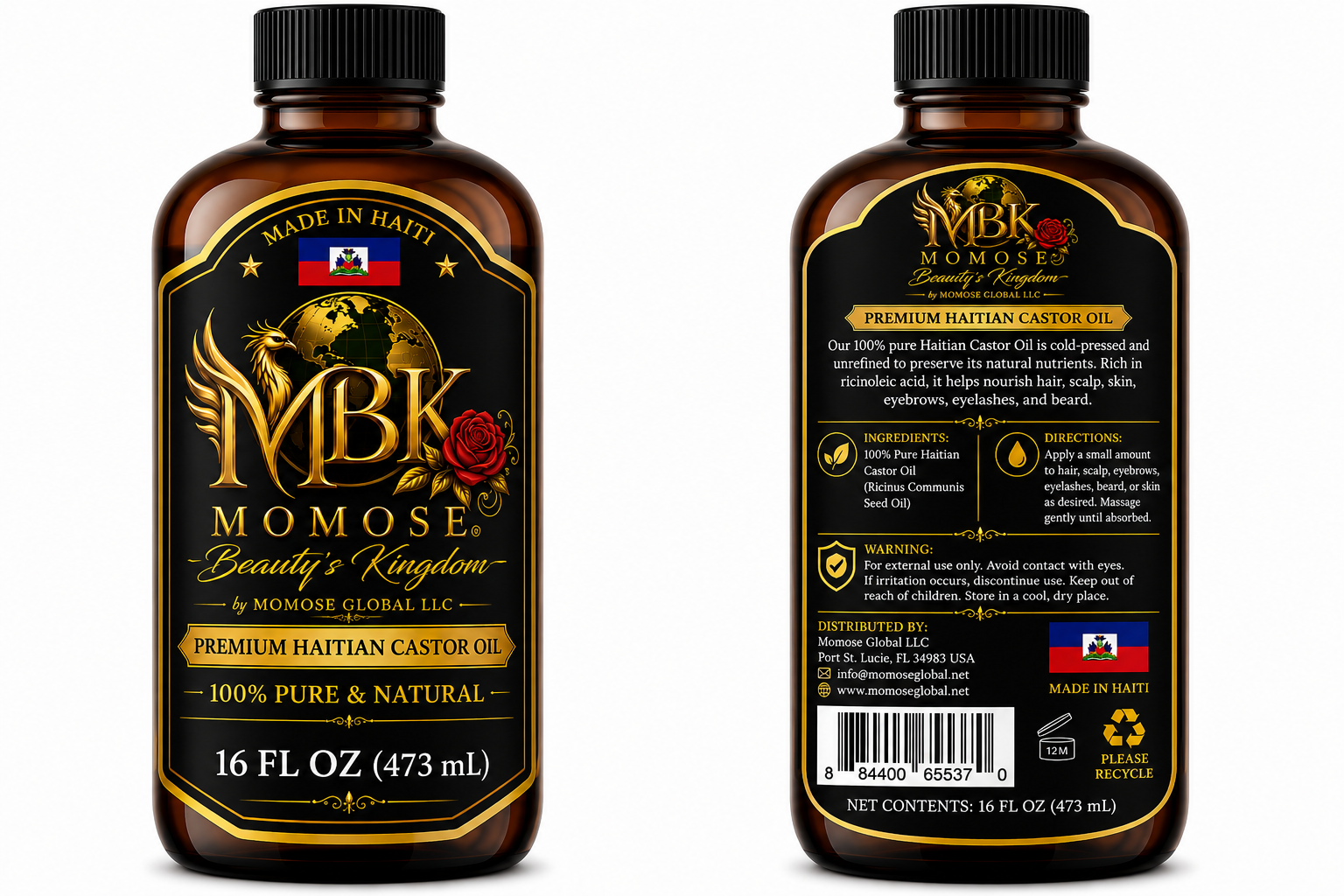 Momose Beauty's Kingdom Premium Haitian Castor Oil - 16 fl oz (473 mL)