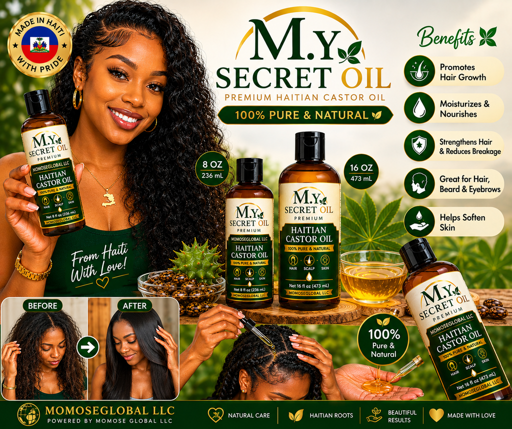 M.Y Secret Oil Premium Haitian Castor Oil – 8 oz | 100% Pure & Natural